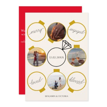 festive ornaments merry and engaged holiday invitations