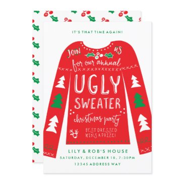 festive ugly sweater christmas party invitations