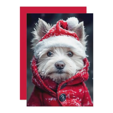 festive westie in the snow invitation