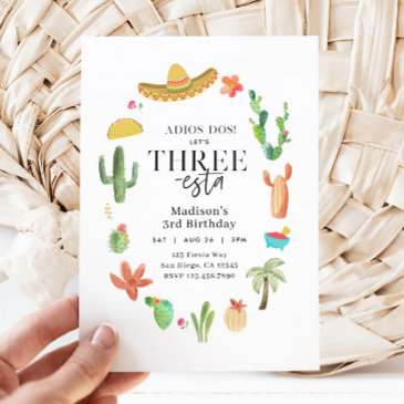 fiesta 3rd birthday three-esta invitation