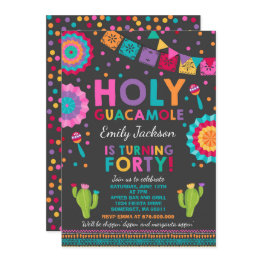 Small Fiesta 40th Birthday Invitation Holy Guacamole 40 Front View
