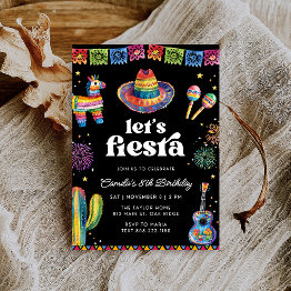 Small Fiesta Birthday Invitation Front View