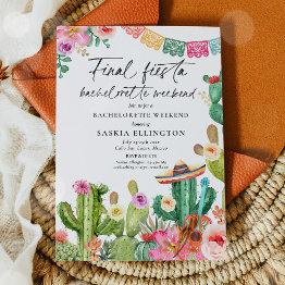 Small Fiesta Cabo San Lucas Bachelorette Itinerary Invitation Front View