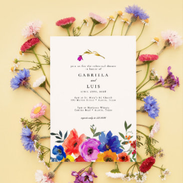 fiesta mexican colorful floral rehearsal dinner invitation