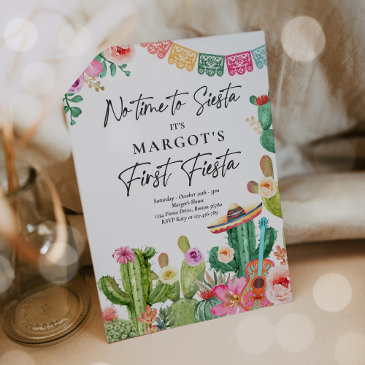 fiesta watercolor cactus mexican 1st birthday invitation
