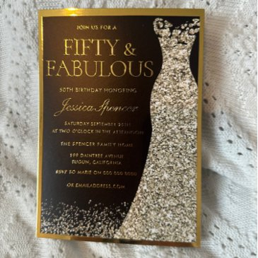 fifty & fabulous golden foil 50th birthday foil invitation