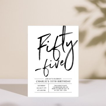 fifty five | modern 55th birthday party invitation
