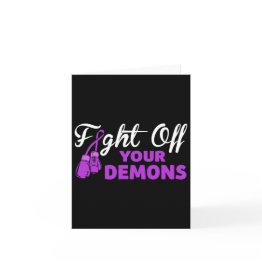 Small Fight Off Your Demons Purple Ribbon Boxing Gloves Invitations Front View