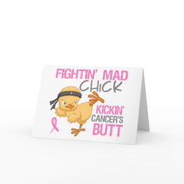 Small Fightin' Mad Chick Breast Cancer Invitations Front View