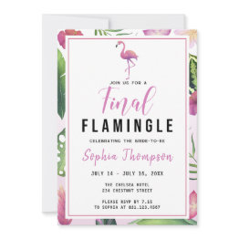 Small Final Flamingle Bachelorette Weekend Itinerary Invitation Front View