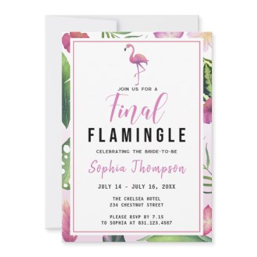 final flamingle bachelorette weekend itinerary invitation