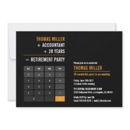 Small Finance Calculator Retirement Party Invitation Front View