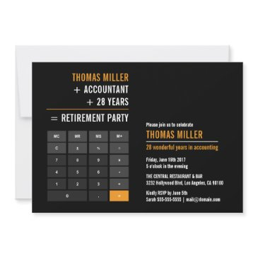 finance calculator retirement party invitation