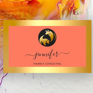 finance consulting broker bufalo bear gold frame business invitations