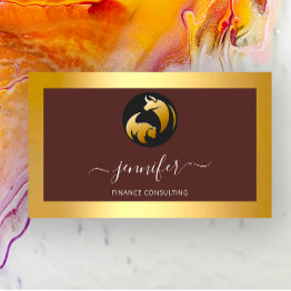 Small Finance Consulting Broker Stock Bufalo Bear Gold Business Invitations Front View
