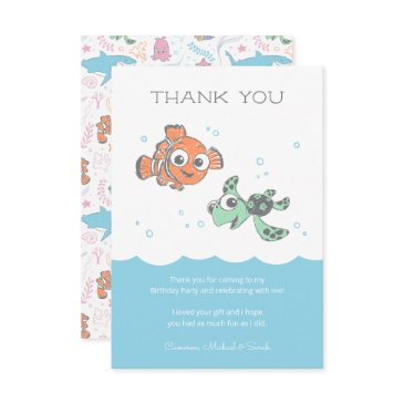 finding nemo & squirt first birthday thank you invitation