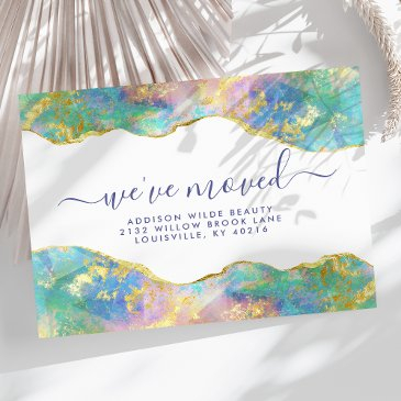 fire opal rainbow gemstone business moving announcement postinvitations