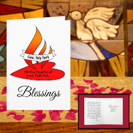 Small Fire Or Flame And Heart With Quote Pentecost Invitations Front View