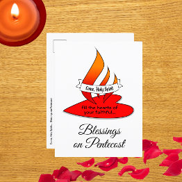 Small Fire Or Flame And Heart With Quote Pentecost Postinvitations Front View