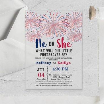 firecracker 4th of july gender reveal party acrylic invitations