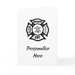 Small Firefighter Emt Invitations Front View