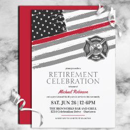 Small Firefighter Retirement Party Invitations Front View