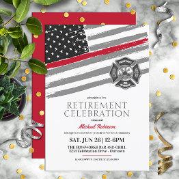 Small Firefighter Retirement Party Invitations Front View