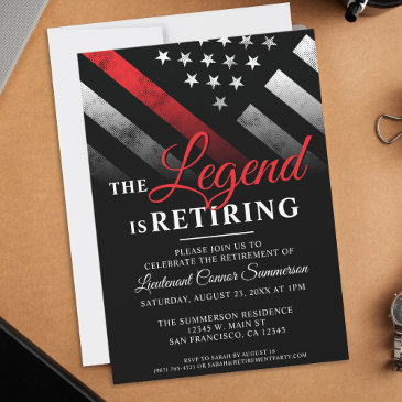 firefighter retirement red line flag fireman invitation