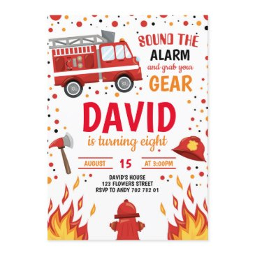 fireman boy birthday firefighter invitation