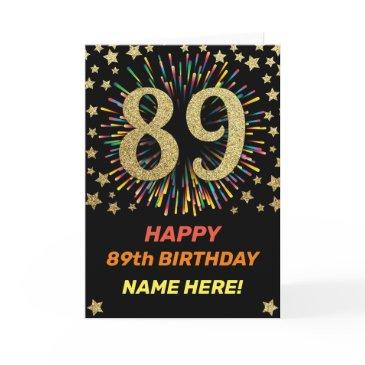 fireworks 89th birthday colorful rainbow gold invitations