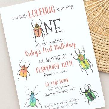 first birthday love bugs invitation
