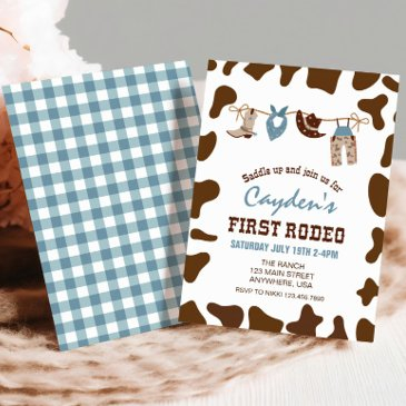 first rodeo western cowboy first birthday invitation