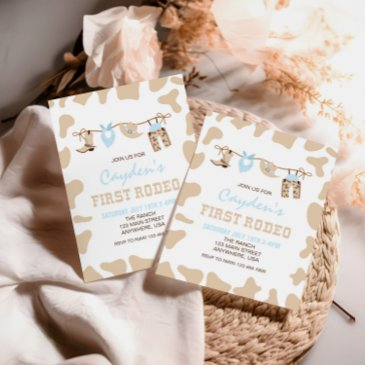 first rodeo western cowboy pastel 1st birthday invitation