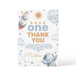 Small First Trip Around Sun 1st Birthday Thank You Invitations Front View
