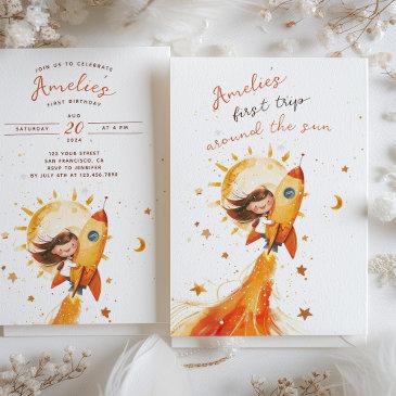 first trip around sun birthday cosmic adventure invitation