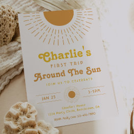 Small First Trip Around The Sun Invitation | Boho Front View