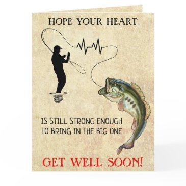 fishing funny heart attack get well soon invitations