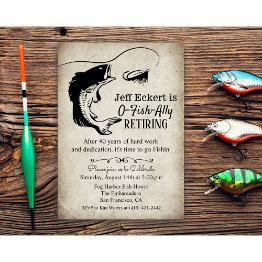 Small Fishing Retirement Invitation Front View