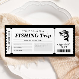 Small Fishing Trip Surprise Gift Ticket Voucher Invitation Front View