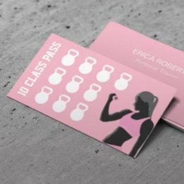 Small Fitness Loyalty Invitations Personal Trainer Pink Front View