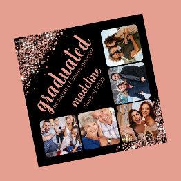 Small Five Photo Glitter Because Of Grad Announcement Front View