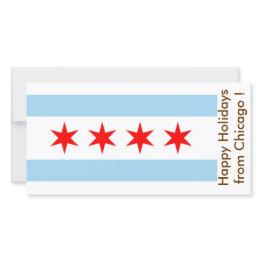 Small Flag Of Chicago, Happy Holidays From U.s.a. Holiday Invitations Front View