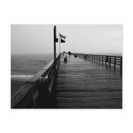 Small Flagler Beach Pier Black And White Photography Postinvitations Front View