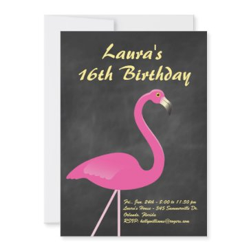 flamingo sweet 16 birthday party - chalkboard invitation