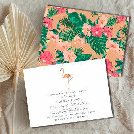 Small Flamingo Tropical Floral Summer Bridal Shower Invitation Front View