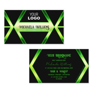 flashy black and shimmery green with logo elegant business invitations