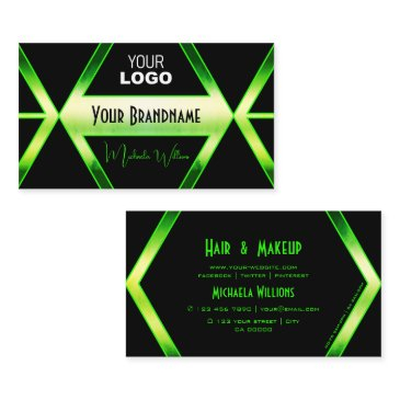 flashy black and shimmery green with logo stylish business invitations