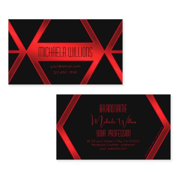 flashy black geometric shimmery red stylish modern business invitations