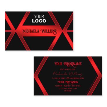 flashy black geometric shimmery red with logo cool business invitations