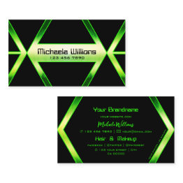 Small Flashy Black Geometric With Shimmery Green Pattern Business Invitations Front View